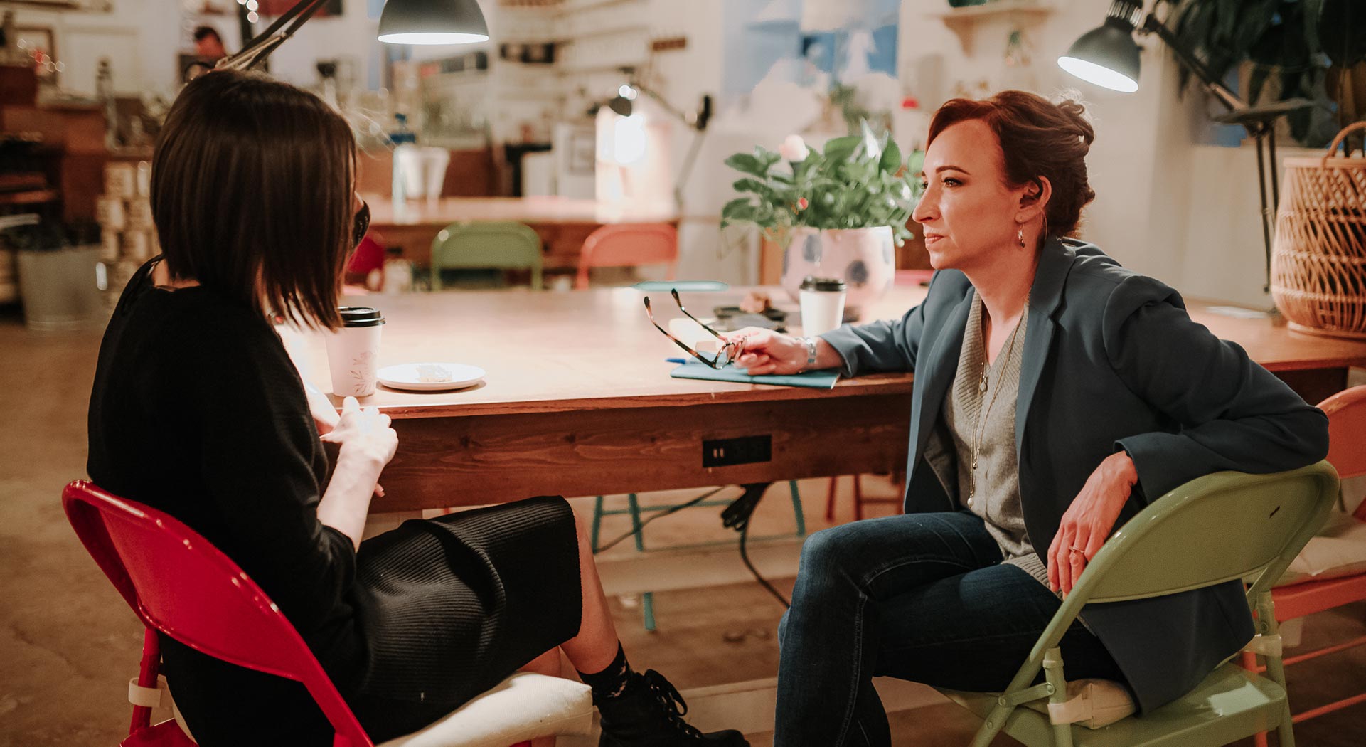 Catherine sitting with a client - Counselling